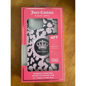 New JUICY COUTURE iPhone CASE 13 PRO MAX PINK & Black MagSafe Compatible NIB